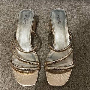 Gold strappy mules
